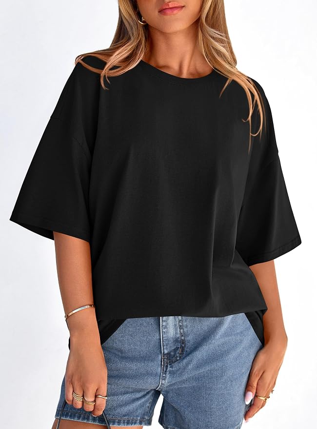 PRETTYGARDEN Womens 2026 Spring Going Out Tops Casual Short Sleeve Crewneck Loose Fit Basic Oversized T Shirts Summer Outfits - Image 8