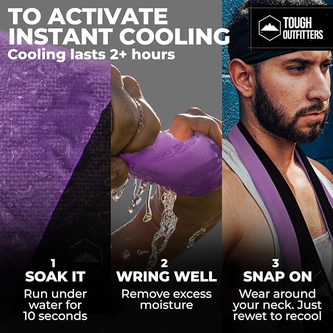 Tough Outdoors Cooling Towels for Neck Face - Neck Cooling Towel for Hot Weather Yoga Sports Golf Sweat - Instant Cold Towel - Image 3