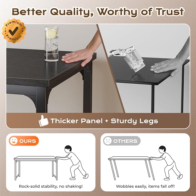 Huuger 63 x 31.5 inch Desk with Power Outlets & USB-C, 0.95 Inch Thicker Desktop, Robust Metal Tubes, Deep Computer Desk, Heavy Duty Office Work Desk, for Home Office, Black - Image 3