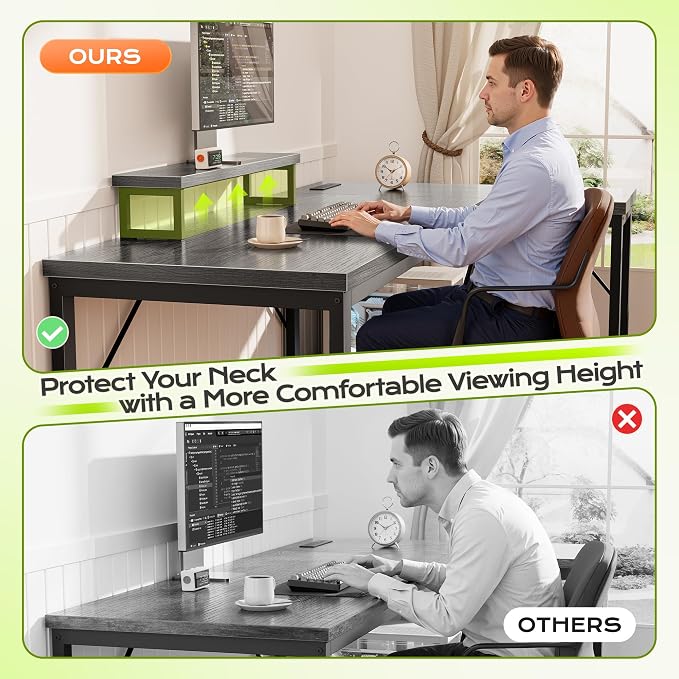 PRAISUN 53" L Shaped Computer Desk, Power Outlets, Monitor Stand, Grey | USB-C Ports, Reversible Charging Station, Spacious Desktop & Legroom, 0.94 Inch Thick Desktop, for Gaming, Study & Work - Image 9