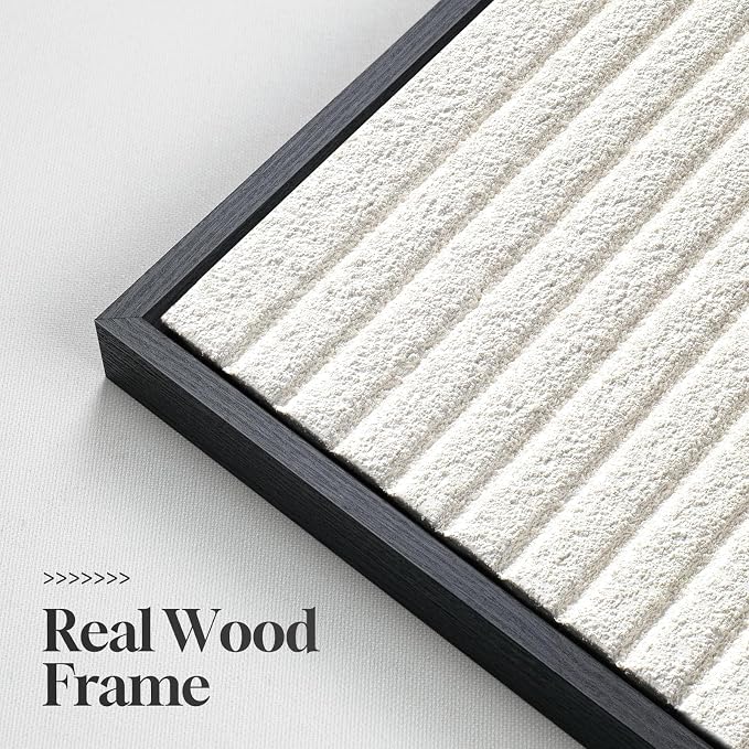 Large Framed 3D Textured Abstract Wall Art for Living Room, 3 Piece Modern White Geometric Pictures Wall Decor, Minimalist Line Paintings for Bedroom Dining Room Hallway Office 24x36 In - Image 6