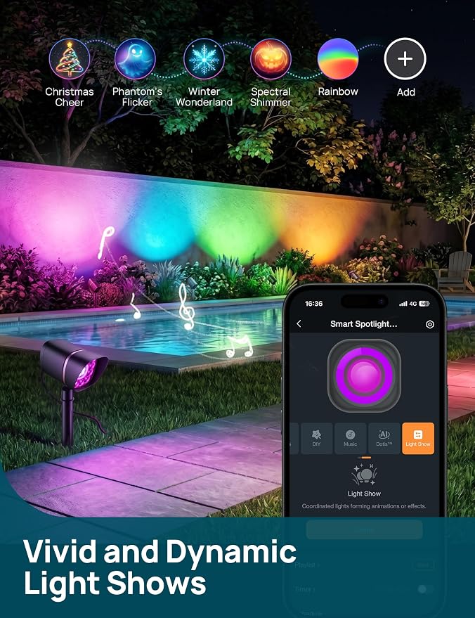 Linkind Smart Low Voltage Landscape Lights 12–24V, Dual Ring, RGBW, 4 Pack | SL6LV, Required Transformer & Wire, Metal Housing, 8W, 800LM, IP65 Waterproof, Outdoor Spot Lights for Yard, Garden, Tree - Image 7