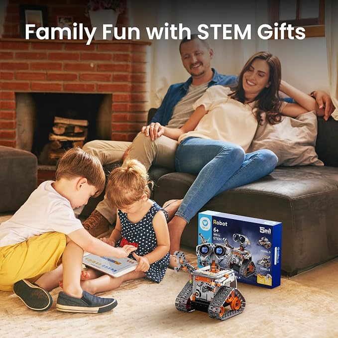 Sillbird Robot Building Kit with Remote Control STEM Gifts for Boys 8-13 | Coding Bot, Educational Birthday Presents, App-Controlled, Buildable 5in1 Models, Rechargeable Orange Robotic Set, 488 Pieces - Image 2