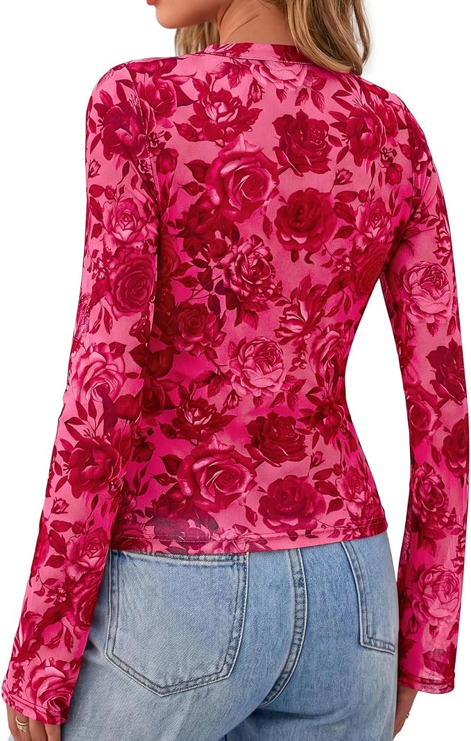 BTFBM Button Down Shirts for Women 2026 Fall Boho Tops V Neck Long Sleeve Blouses Ruched Mesh Fitted Fashion Clothing - Image 3