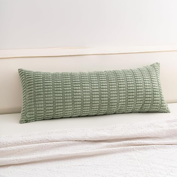 Aegero Corduroy Decorative Throw Pillow Covers 14x36 Inch Soft Striped Pillow Covers Modern Farmhouse Home Decor for Sofa Living Room Couch Bed（Sage Green） by Unknown