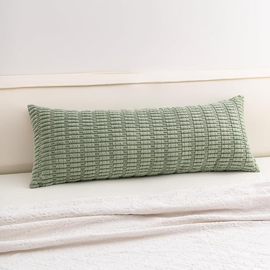 Aegero Corduroy Decorative Throw Pillow Covers 14x36 Inch Soft Striped Pillow Covers Modern Farmhouse Home Decor for Sofa Living Room Couch Bed（Sage Green） by Unknown