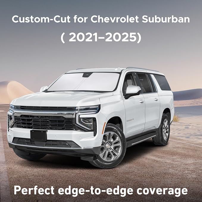 EcoNour Windshield Sunshade Compatible for Chevrolet Suburban 2021-2023 2024 2025, Sun Visor for Front Windshield & Window Sun Shade Cover, UV Heat Blocker & Protector, Car Accessories - Image 2