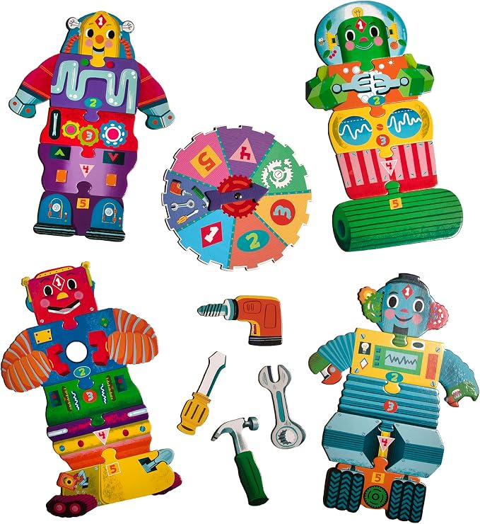 eeBoo Build a Robot Spinner Game, Matching Game, Ages 3+, 2-4 Players | Introduces early number recognition & imaginative play. Includes spinner & robot building pieces. 15-30 min game - Image 3