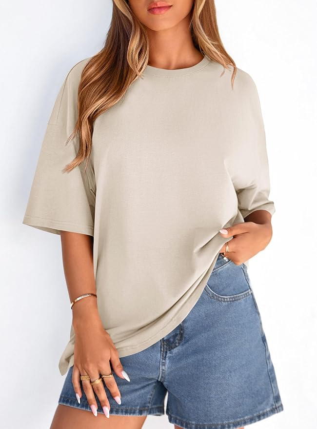 PRETTYGARDEN Womens 2026 Spring Going Out Tops Casual Short Sleeve Crewneck Loose Fit Basic Oversized T Shirts Summer Outfits - Image 4