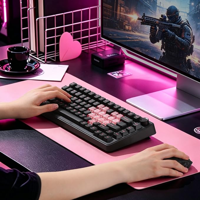 YUNZII B75 PRO 75% Wireless Mechanical Keyboard (Black Heart, MilkV2) | Hot Swap Keyboard with Knob, Gasket Mount, Creamy Pre-lubed Switch for Smooth Typing, BT/USB-C/2.4G, for Gaming - Image 9