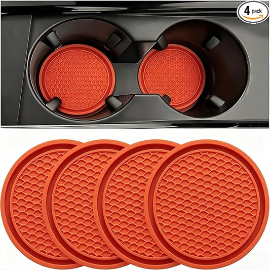 ZSDY Car Cup Holder Coaster, 4 PCS Non Slip Cup Holder Insert, 2.77 Inch Universal Car Interior Accessories for SUV Truck, Orange by ZSDY