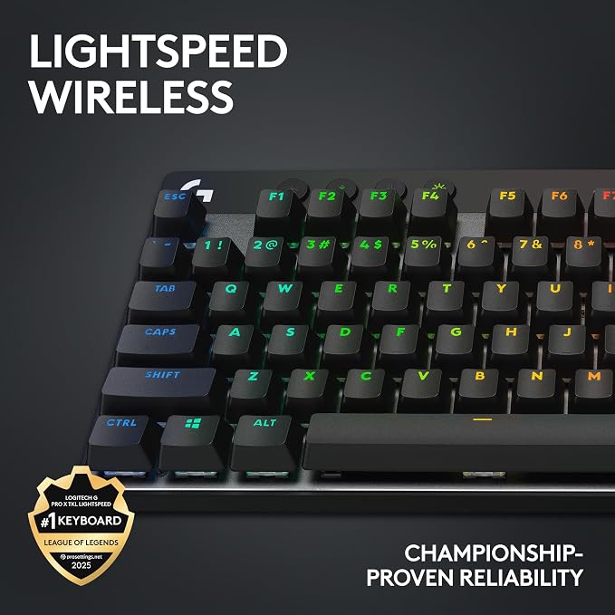 Logitech G PRO X TKL Lightspeed Wireless Gaming Keyboard (Tactile) - Black | Lightspeed wireless, Ultra-Portable Tenkeyless Design, LIGHTSYNC RGB, PBT keycaps, Tactile Switches - Image 3