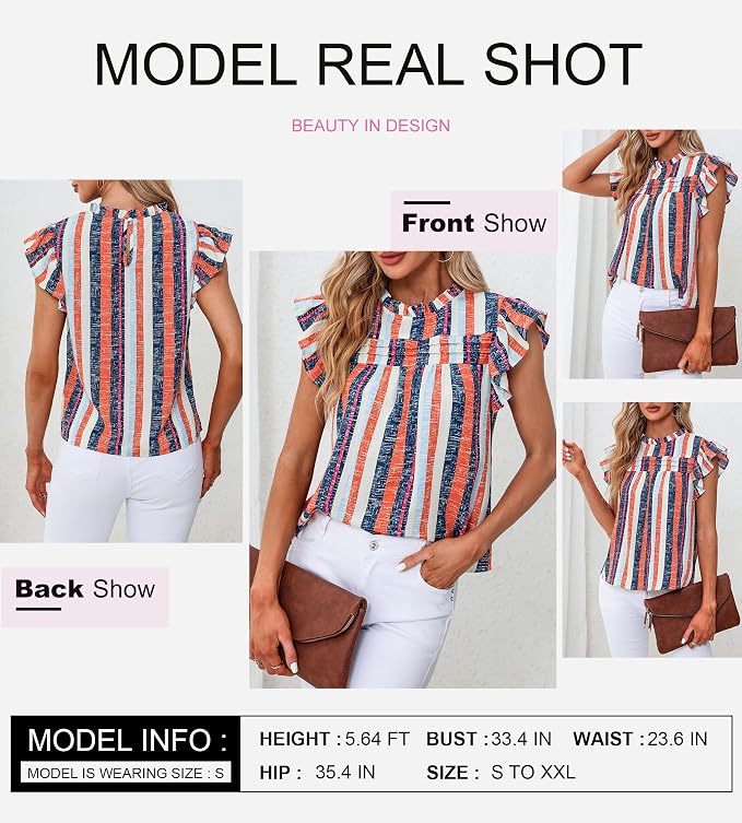 SHEWIN Womens Summer Crewneck Tank Tops Casual Ruffle Sleeveless Tops Shirts - Image 4