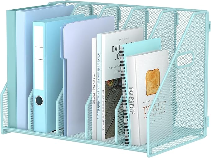 MINDEPOT Desk File Organizer Folder Holder with 5 Vertical for Office, Blue by MINDEPOT