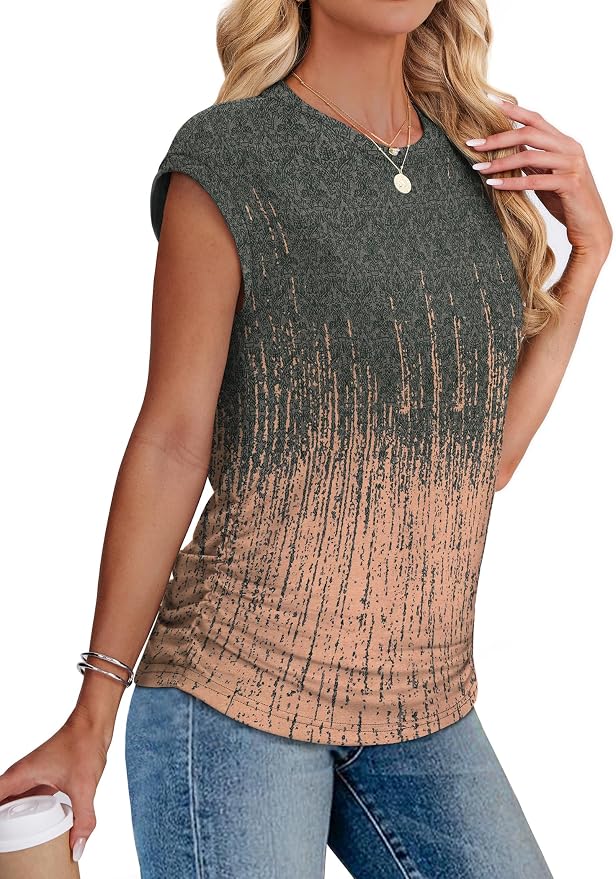 Sampeel Womens Summer Tops Trendy 2026 Ruched Cap Short Sleeve Tshirts Shirts Crew Neck T Shirts Fashion - Image 4