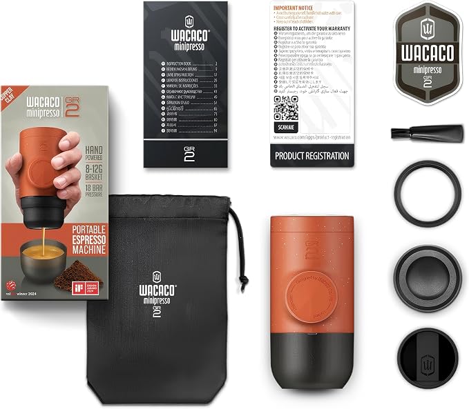 WACACO Minipresso GR2, Portable Espresso Maker Compatible Ground Coffee, Espresso Machine 18 Bar Manually Operated (Copper Clay) - Image 5