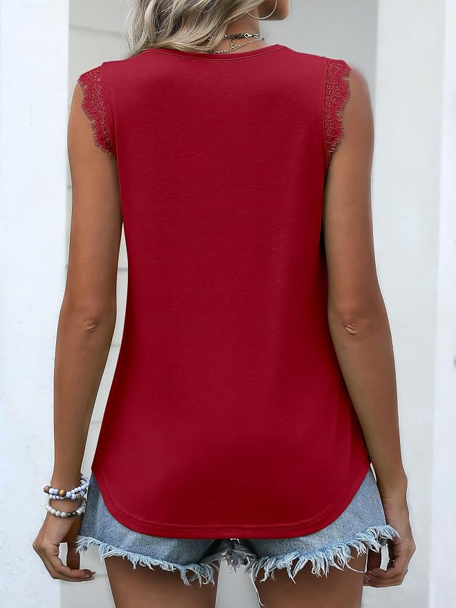 ANRABESS Womens Lace Trim Tank Tops V Neck Sleeveless Shirts 2026 Summer Casual Trendy Dressy Cami Top - Image 5