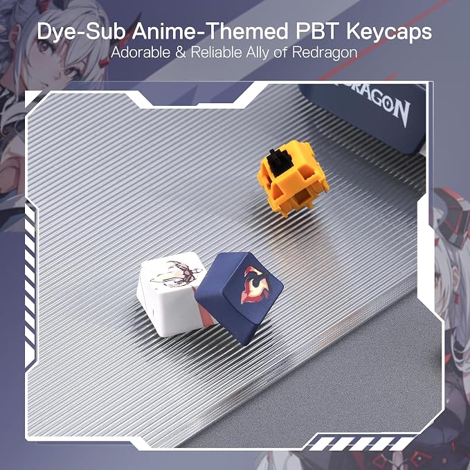 Redragon K686 PRO Wireless RGB Gasket Gaming Keyboard, Dye-Sub Anime Keycap | Multi-Function Control Wheel, 0-Delay Tri-Mode, Cushioned 5-Layer Noise Dampening for Creamy Thocky Sound, Practical 98 Keys - Image 3
