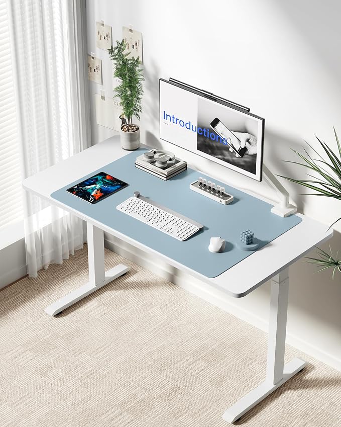 YSAGi Leather Desk Protector, Office Mat, Large Mouse Mat, Non-Slip PU Leather Blotter, Laptop Desk Mat, Waterproof Writing Pad for Office and Home(Ice Blue, 40" x 24") - Image 2