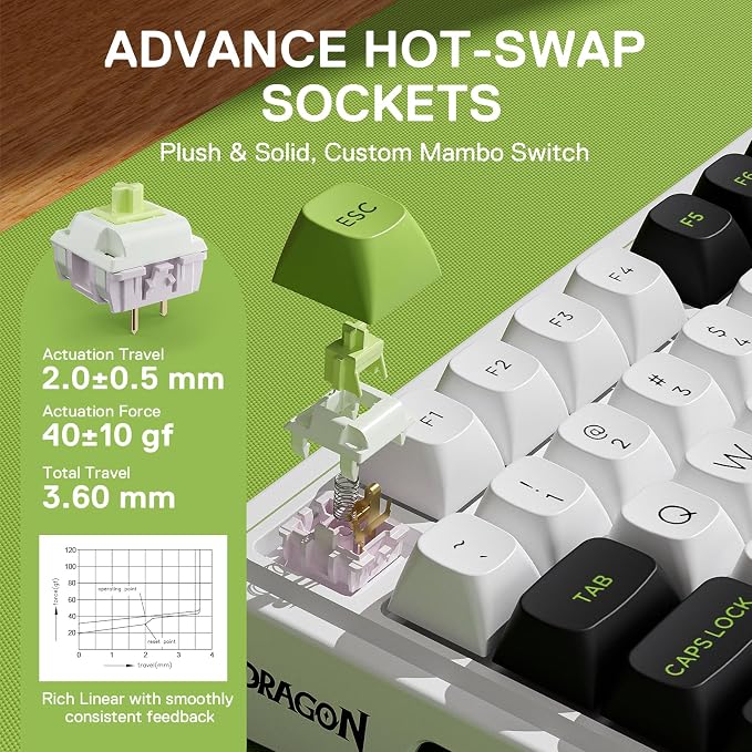 Redragon K686 PRO Wireless RGB Gasket Gaming Mechanical Keyboard, Easy Knob | Multi-Function Control Wheel, 0-Delay Tri-Mode, Cushioned 5-Layer Noise Dampening for Creamy Thocky Sound, Practical 98 Keys - Image 3