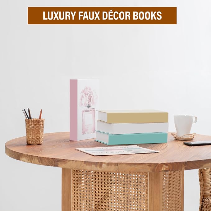 4 Pcs Decorative Books | Faux Blush Coffee Table & Shelf Decor | Soft Romantic Look for Living Room, Office and Entryway - Not Real, Tool-Free 2-Min Setup - Image 7
