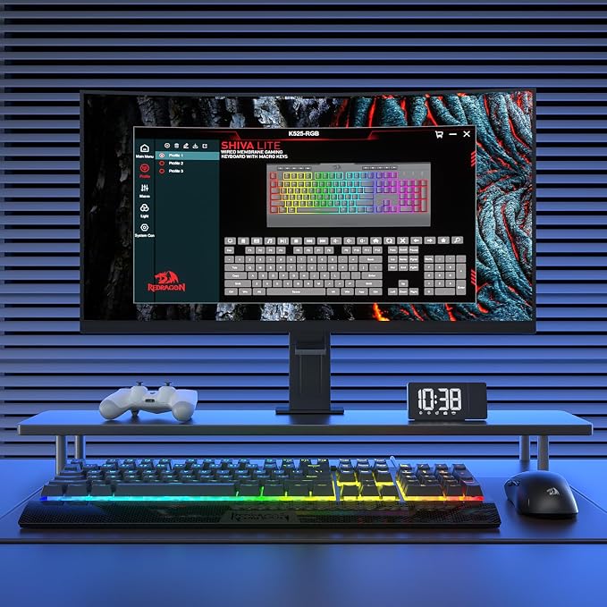 Redragon K525 RGB Backlit 104 Keys Wired Membrane Gaming Keyboard w/ 5 Multimedia Keys & 4 Extra On-Board Macro Keys, Dedicated Media Control, Ergonomic Wrist Rest, Linear Mechanical-Feel Switch - Image 7