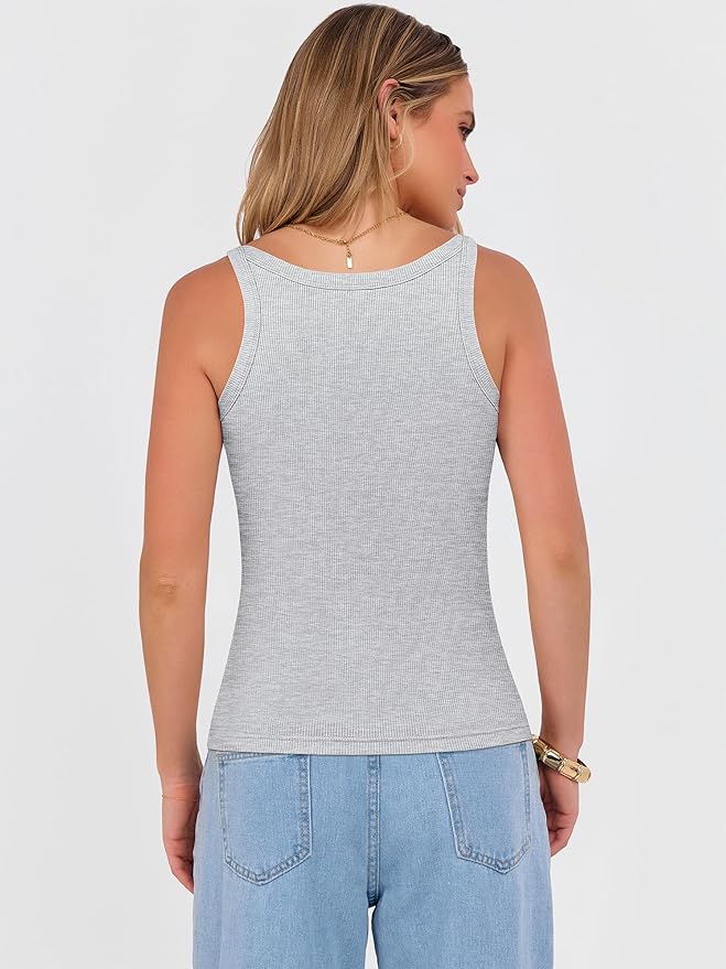 ANRABESS V Neck Tank Tops for Women Ribbed Knit Camisole 2026 Summer Casual Sleeveless Slim Fitted Basic Cami Shirts Clothes - Image 5