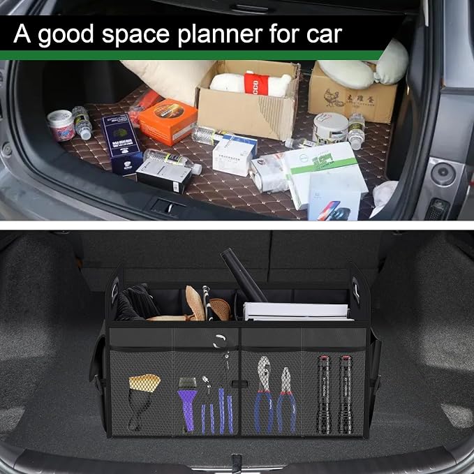 Femuar Car Trunk Organizer with 72L Large Capacity Waterproof Collapsible and 11 Pockets, Trunk Organizer for Car SUV/Jeep/Sedan, Large Size, Grey - Image 6