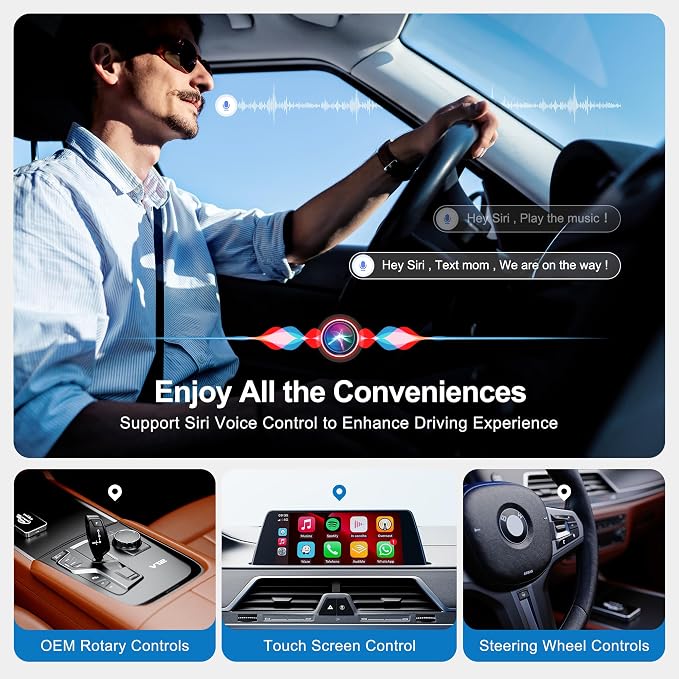 AI Box CarPlay, 3-in-1 Wireless CarPlay Adapter & Android Auto for OEM Wired Cars, Built-in Netflix/YouTube for Streaming, 5.8GHz WiFi, Convert Wired to Wireless, Plug & Play （4GB RAM+32GB ROM） - Image 2