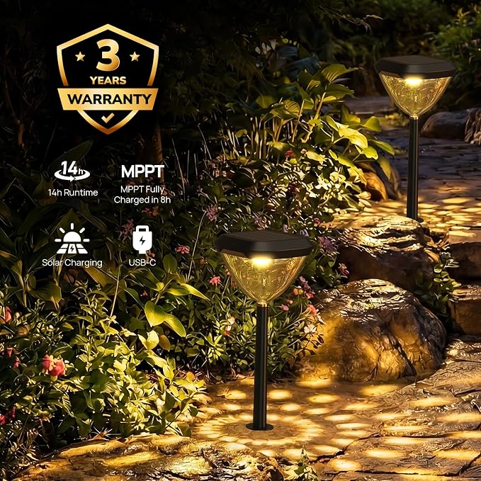 Linkind Smart Solar Pathway Lights SP6, in-App Pattern Switching Solar Lights Outdoor, USB&Solar Charging, Cool/Warm White/Color-Changing Landscape Lighting, Easter Decor for Yard, Patio, 1 Pack - Image 3
