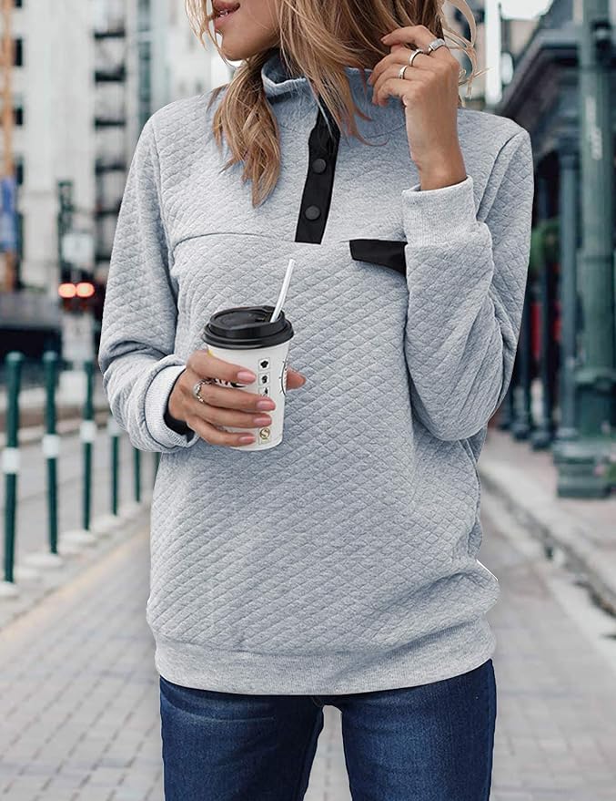 BTFBM Women Fashion Quilted Pattern Lightweight Zipper Long Sleeve Plain Casual Ladies Sweatshirts Pullovers Shirts Tops - Image 2