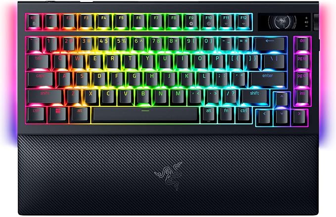 Razer BlackWidow V4 Pro 75% Wireless Gaming Keyboard, Orange Switches | Tactile & Quiet Switches, OLED Display, Hot Swappable, 4K Hz Wireless, Bluetooth, Command Dial, Chroma RGB, Razer Snap Tap by Unknown