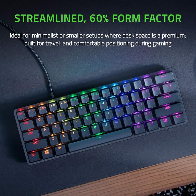Razer Huntsman Mini 60% Gaming Keyboard, Linear Optical Switches, Black | Aluminum Top Frame, Chroma RGB Lighting, PBT Keycaps, Onboard Memory, Snap Tap - Image 2