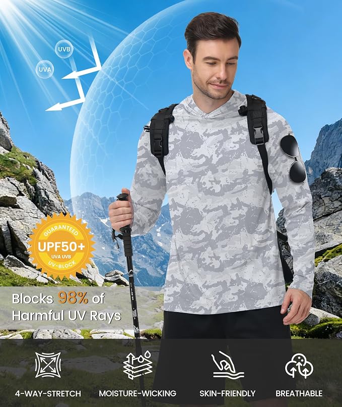 ZITY Men's Sun Protection Shirts Long Sleeve Rash Guard Hoodie UV UPF 50+ Fishing Running Athletic Sweatshirts - Image 2