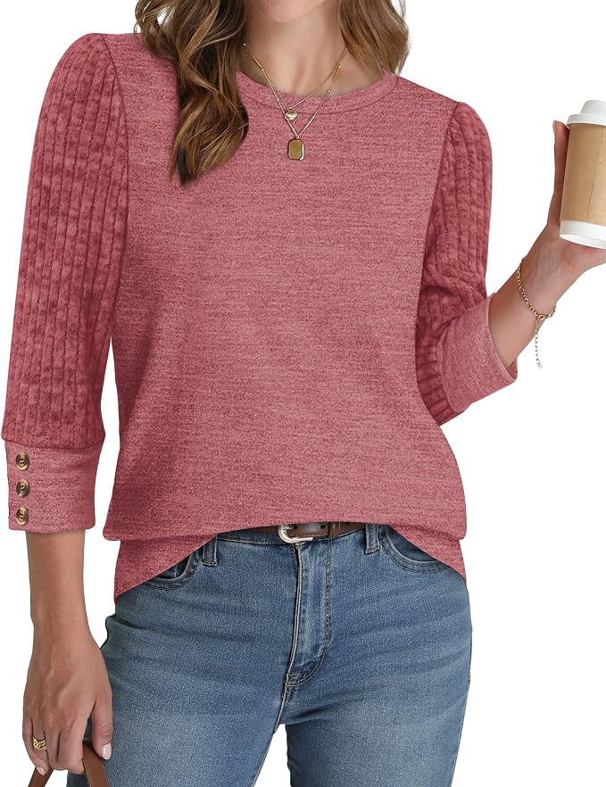WIHOLL 3/4 Length Sleeve Womens Tops Sweaters Shirts Lightweight Spring Outfits 2026 Winter Clothing S-2XL - Image 2