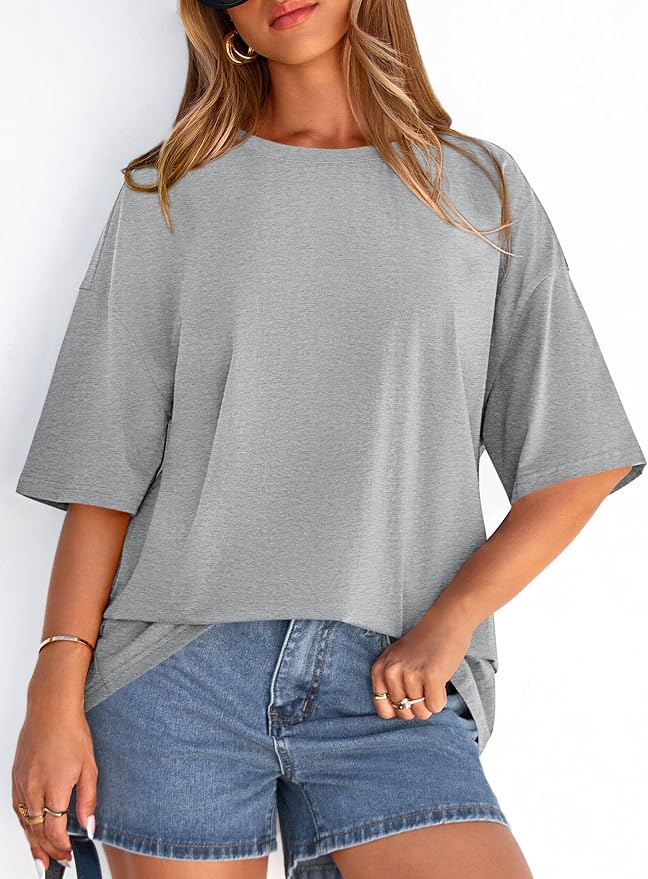 PRETTYGARDEN Womens 2026 Spring Going Out Tops Casual Short Sleeve Crewneck Loose Fit Basic Oversized T Shirts Summer Outfits - Image 2
