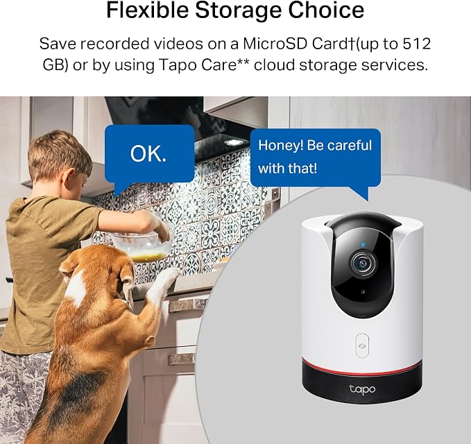 TP-Link Tapo 2K QHD Pan/Tilt Wi-Fi Camera | Apple HomeKit | Physical Privacy Mode | Color Night Vision | Motion Tracking | 2-Way Audio | Local/Cloud Storage | Works w/Alexa&Google Home | (Tapo C225) - Image 10
