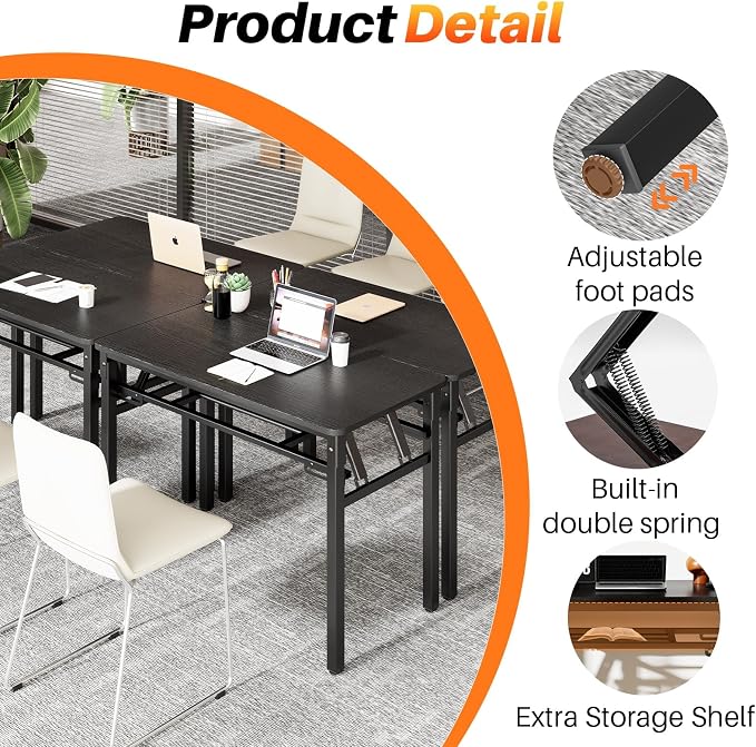 BYMECOST 31.5 inches Folding Desk Small Desk, No Assembly Computer Desk with Storage Shelf, No Install Small Foldable Table for Home Office,Study Table for Small Space (Black, 31.5") - Image 6