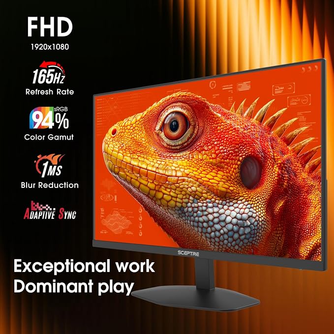 New! Sceptre 24-inch Prime Gaming Monitor DisplayPort x2 165Hz HDMI x2 165Hz Build-in Speakers, Machine Black 2027 (E248B-FW165T Series) - Image 3