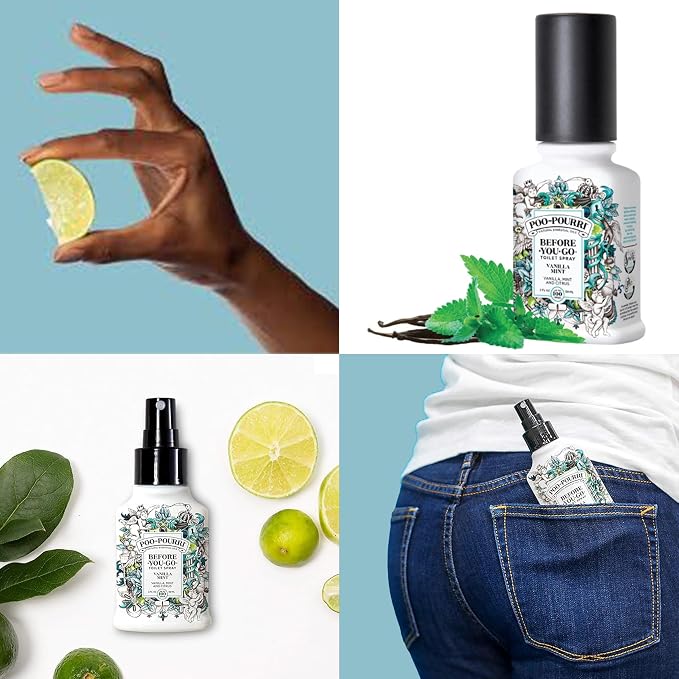 Poo-Pourri Before-You-Go Toilet Spray Vanilla Mint 2 Fl Oz & 10 ml Travel Sprays - Toilet Tidings and Oh, Spritzmas Tree - Image 4