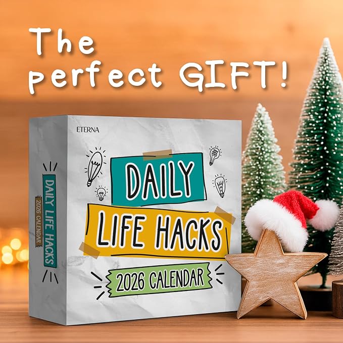 2026 Daily Life Hacks Desktop Calendar | Day To Day Tear Off Calendar with 365 Interesting Hacks & Facts for Everyday of the Year, Fun Box Calendar Gift For Men or Women, Christmas Stocking Stuffer Gift for Home or Office - Image 4