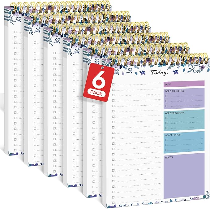 Taja To Do List Notepad, Undated Daily Planner for Work and Goal Setting | VioletBloom, 52 Sheets, 9.8" x 6.5" , for Office, Home and school, Daily Task Planning, Notes and Everyday Organization by Taja