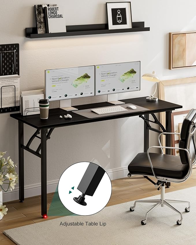Frylr Small Folding Computer Desk – Portable 55.1 Inch Foldable Laptop Table, Collapsible and Compact for Easy and Fast Setup, Lightweight for Small Spaces, Home Craft and Study Use, Dark Oak - Image 7