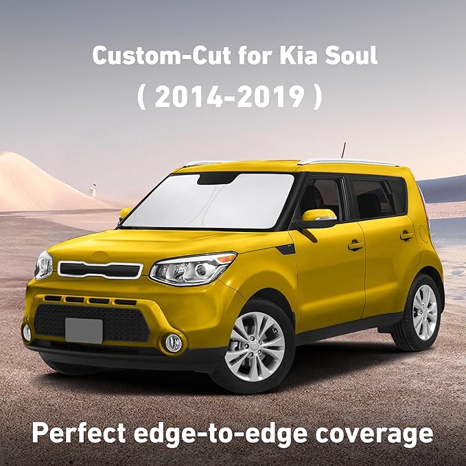 EcoNour Windshield Sunshade Compatible for Kia Soul 2014-2017 2018 2019, Sun Visor for Front Windshield & Window Sun Shade Cover, UV Heat Blocker & Protector, Car Accessories - Image 2