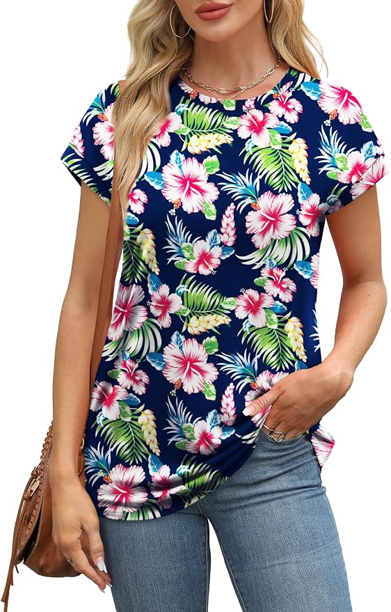 Alaroo Womens Summer Tops Short Sleeve Shirts Crew Neck Tshirt Cute Trendy Tunic Blouses (S-3XL) - Image 2