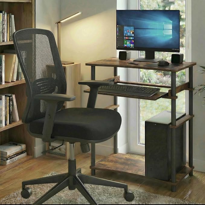 Furinno Home Desk, 23.6 Wide Gaming Desk with Keyboard Tray, Open Shelf Laptop Notebook Computer Desk, Office Desk for Home Office, Study Room, Dorm, Bedroom, Amber Pine - Image 5