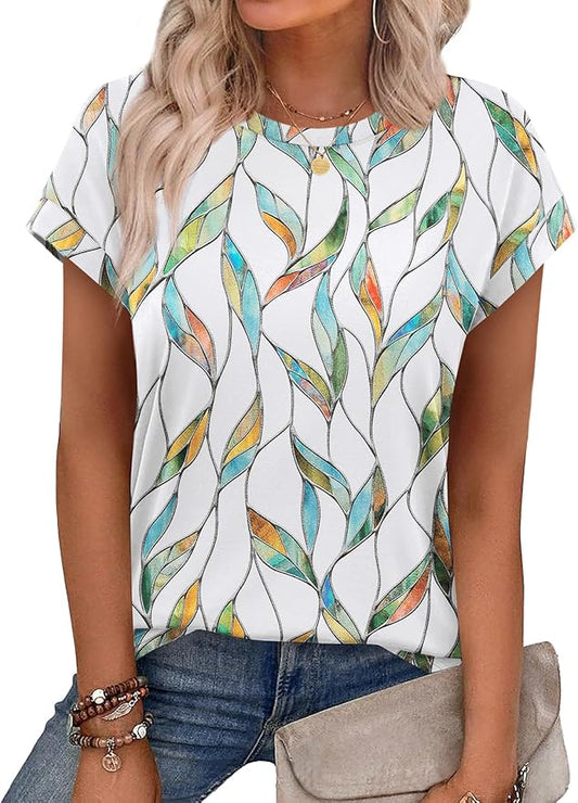 Alaroo Womens Summer Tops Short Sleeve Shirts Crew Neck Tshirt Cute Trendy Tunic Blouses (S-3XL) by Alaroo