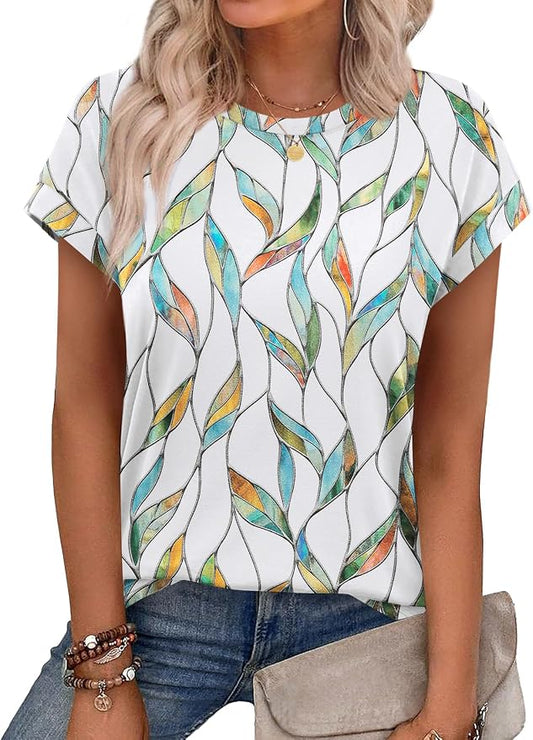 Alaroo Womens Summer Tops Short Sleeve Shirts Crew Neck Tshirt Cute Trendy Tunic Blouses (S-3XL) by Alaroo