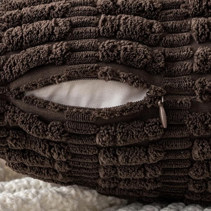 MIULEE Pack of 2 Corduroy Decorative Throw Pillow Covers 20x20 Inch Soft Boho Striped Pillow Covers Modern Farmhouse Home Decor for Sofa Living Room Couch Bed Dark Brown - Image 7