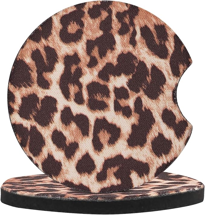 4 Pack Car Coasters, 2.75inch Leopard Print Cup Holder Coasters for Car, Neoprene Cup Pad Mat Coaster for Cup Holders for Women - Image 3